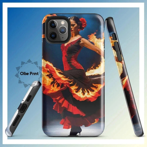 Ollieprint Fire Flamenco Dancer Art Tough Case for iPhone® 11, 12, 13, 14, 15 - Ollie Print Designs LLC