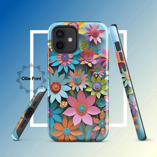 Ollieprint Paper Flowers Art Tough Case for iPhone® 11, 12, 13, 14, 15 - Ollie Print Designs LLC