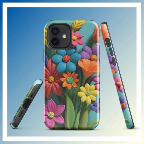 Ollie Print Clay Flower Bouquet Tough Case for iPhone® 11, 12, 13, 14, 15 - Ollie Print Designs LLC