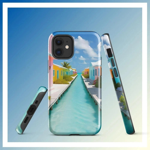 Ollieprint Overwater Hotel Art Tough Case for iPhone® 11, 12, 13, 14, 15 - Ollie Print Designs LLC