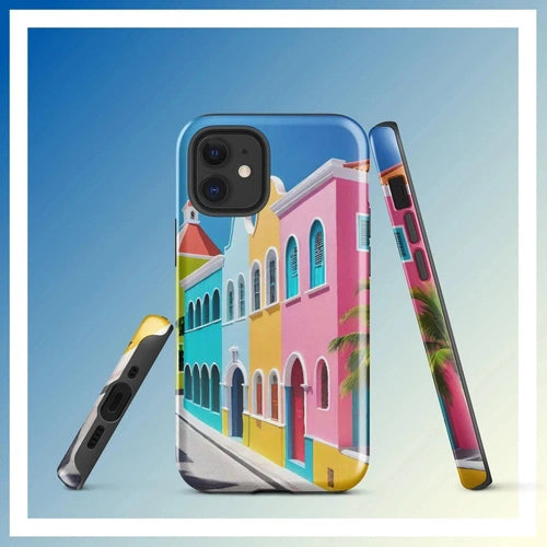 Ollieprint Dutch Caribbean City Artwork Tough Case for iPhone® 11, 12, 13, 14, 15 - Ollie Print Designs LLC