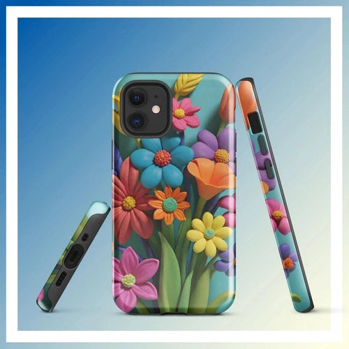 Ollie Print Clay Flower Bouquet Tough Case for iPhone® 11, 12, 13, 14, 15 - Ollie Print Designs LLC