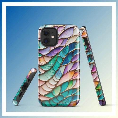 Ollieprint Sea Glass Scales Artwork Tough Case for iPhone® 11, 12, 13, 14, 15 - Ollie Print Designs LLC