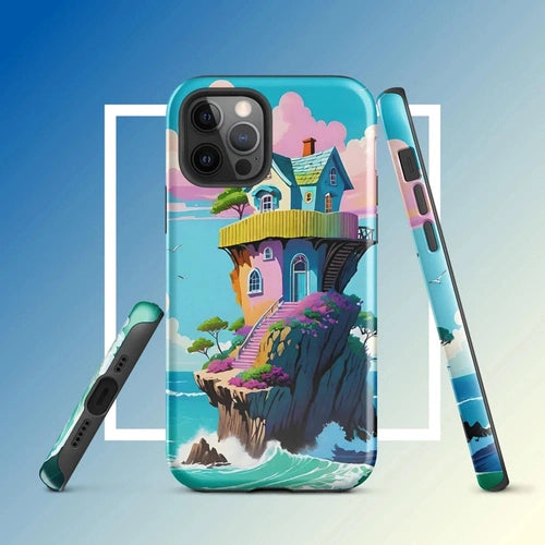 Ollieprint House on a Cliff Artwork Tough Case for iPhone® 11, 12, 13, 14, 15 - Ollie Print Designs LLC