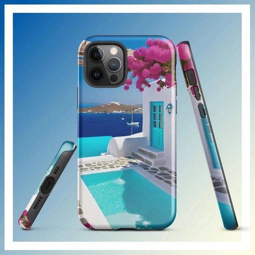 Ollieprint Greece Seaside Dream Artwork Tough Case for iPhone® 11, 12, 13, 14, 15 - Ollie Print Designs LLC