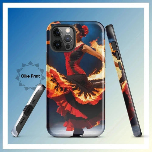 Ollieprint Fire Flamenco Dancer Art Tough Case for iPhone® 11, 12, 13, 14, 15 - Ollie Print Designs LLC