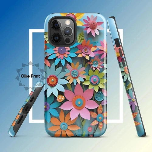 Ollieprint Paper Flowers Art Tough Case for iPhone® 11, 12, 13, 14, 15 - Ollie Print Designs LLC