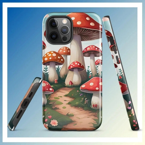 Ollieprint Mushroom Love Artwork Tough Case for iPhone® 11, 12, 13, 14, 15 - Ollie Print Designs LLC