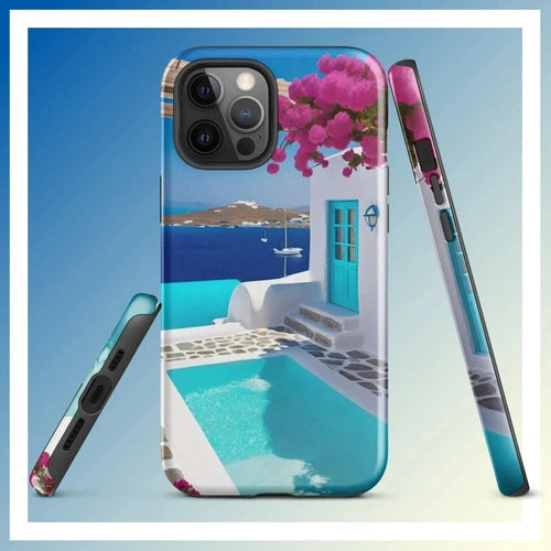 Ollieprint Greece Seaside Dream Artwork Tough Case for iPhone® 11, 12, 13, 14, 15 - Ollie Print Designs LLC