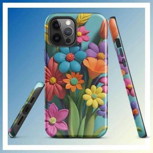 Ollie Print Clay Flower Bouquet Tough Case for iPhone® 11, 12, 13, 14, 15 - Ollie Print Designs LLC