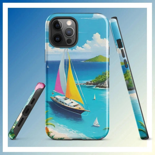 Ollieprint Sail Away to Paradise Art Tough Case for iPhone® 11, 12, 13, 14, 15 - Ollie Print Designs LLC