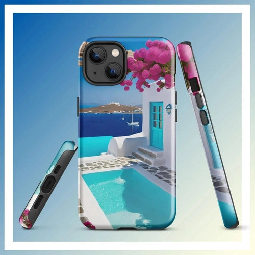 Ollieprint Greece Seaside Dream Artwork Tough Case for iPhone® 11, 12, 13, 14, 15 - Ollie Print Designs LLC