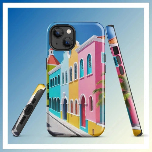 Ollieprint Dutch Caribbean City Artwork Tough Case for iPhone® 11, 12, 13, 14, 15 - Ollie Print Designs LLC