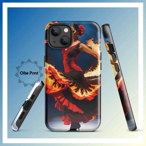 Ollieprint Fire Flamenco Dancer Art Tough Case for iPhone® 11, 12, 13, 14, 15 - Ollie Print Designs LLC