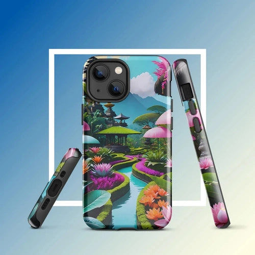 Ollieprint Asian Tea Garden Art Tough Case for iPhone® 11, 12, 13, 14, 15 - Ollie Print Designs LLC