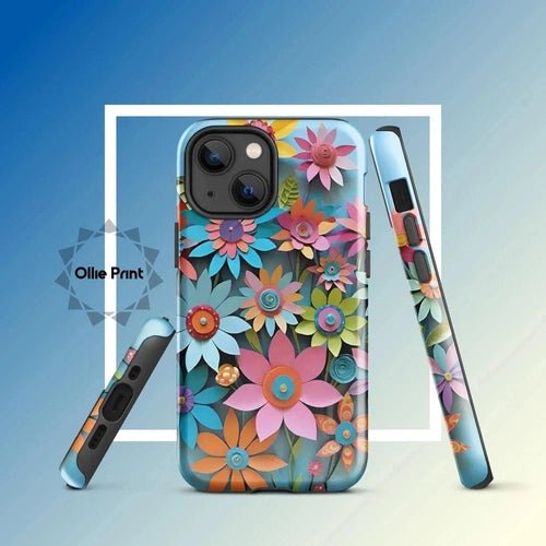 Ollieprint Paper Flowers Art Tough Case for iPhone® 11, 12, 13, 14, 15 - Ollie Print Designs LLC