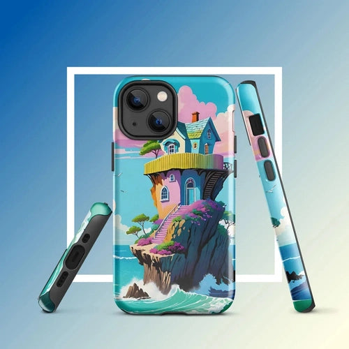 Ollieprint House on a Cliff Artwork Tough Case for iPhone® 11, 12, 13, 14, 15 - Ollie Print Designs LLC