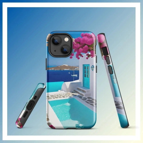 Ollieprint Greece Seaside Dream Artwork Tough Case for iPhone® 11, 12, 13, 14, 15 - Ollie Print Designs LLC