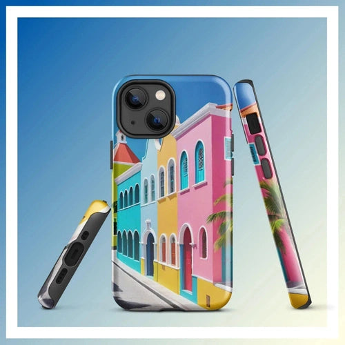 Ollieprint Dutch Caribbean City Artwork Tough Case for iPhone® 11, 12, 13, 14, 15 - Ollie Print Designs LLC