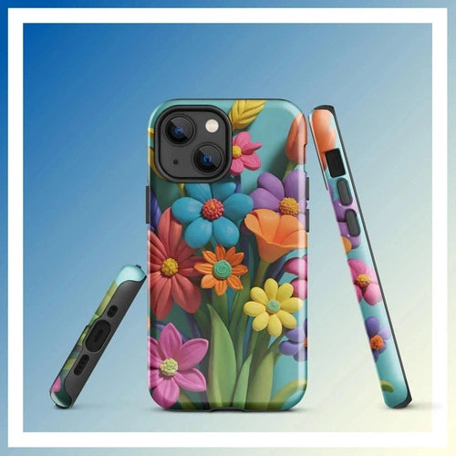 Ollie Print Clay Flower Bouquet Tough Case for iPhone® 11, 12, 13, 14, 15 - Ollie Print Designs LLC