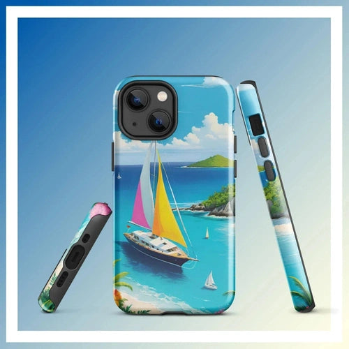 Ollieprint Sail Away to Paradise Art Tough Case for iPhone® 11, 12, 13, 14, 15 - Ollie Print Designs LLC