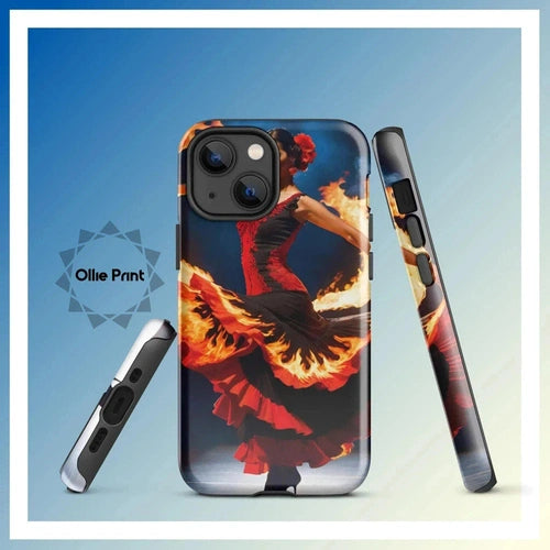 Ollieprint Fire Flamenco Dancer Art Tough Case for iPhone® 11, 12, 13, 14, 15 - Ollie Print Designs LLC