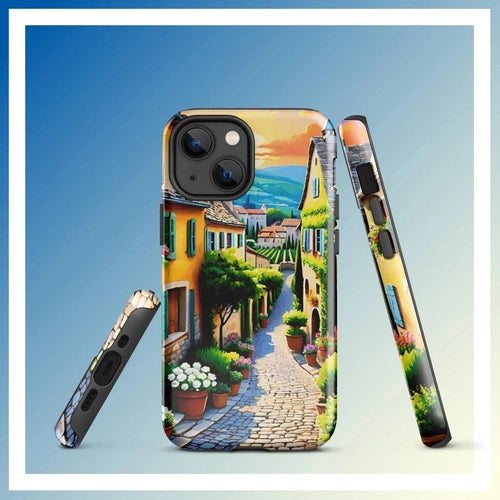 Ollieprint French Country Village Artwork Tough Case for iPhone® 11, 12, 13, 14, 15 - Ollie Print Designs LLC