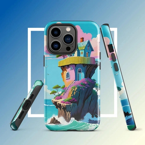 Ollieprint House on a Cliff Artwork Tough Case for iPhone® 11, 12, 13, 14, 15 - Ollie Print Designs LLC