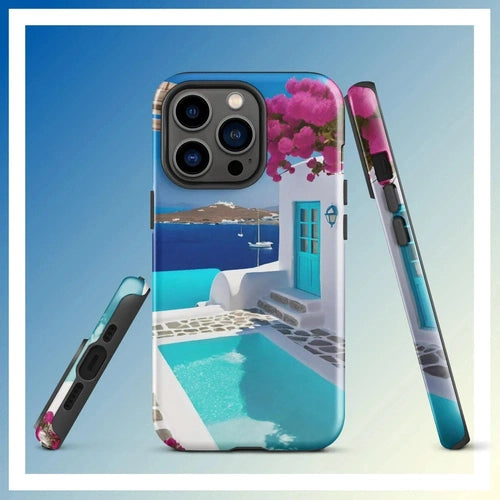 Ollieprint Greece Seaside Dream Artwork Tough Case for iPhone® 11, 12, 13, 14, 15 - Ollie Print Designs LLC