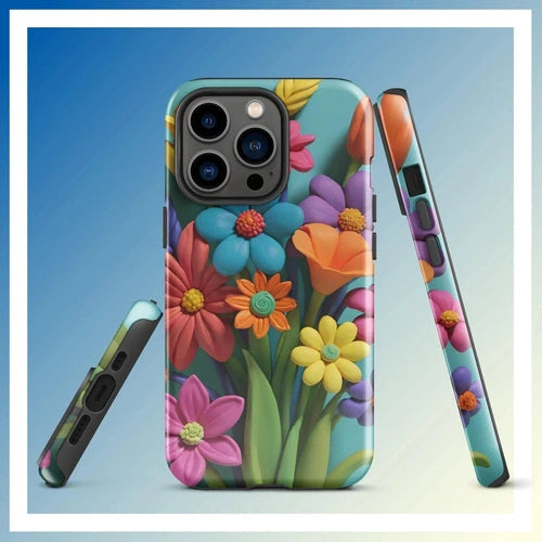 Ollie Print Clay Flower Bouquet Tough Case for iPhone® 11, 12, 13, 14, 15 - Ollie Print Designs LLC