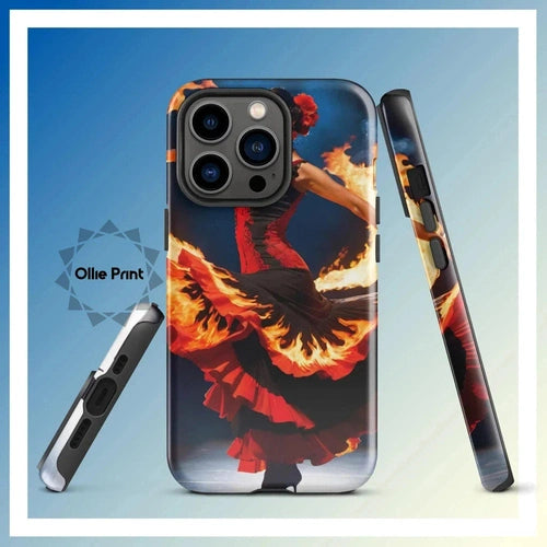 Ollieprint Fire Flamenco Dancer Art Tough Case for iPhone® 11, 12, 13, 14, 15 - Ollie Print Designs LLC