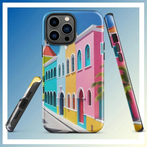 Ollieprint Dutch Caribbean City Artwork Tough Case for iPhone® 11, 12, 13, 14, 15 - Ollie Print Designs LLC