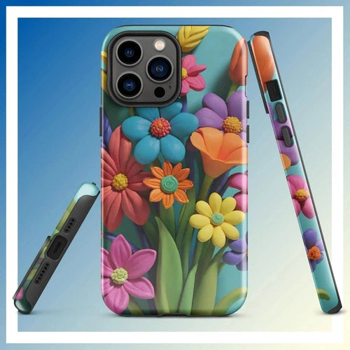 Ollie Print Clay Flower Bouquet Tough Case for iPhone® 11, 12, 13, 14, 15 - Ollie Print Designs LLC