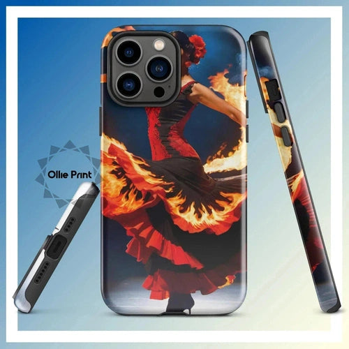 Ollieprint Fire Flamenco Dancer Art Tough Case for iPhone® 11, 12, 13, 14, 15 - Ollie Print Designs LLC