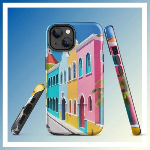 Ollieprint Dutch Caribbean City Artwork Tough Case for iPhone® 11, 12, 13, 14, 15 - Ollie Print Designs LLC