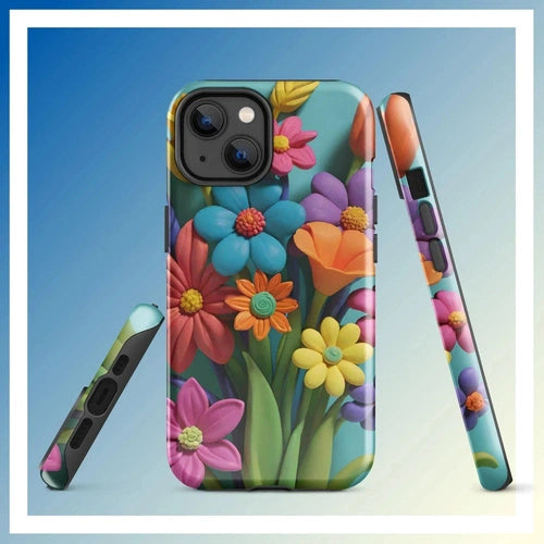 Ollie Print Clay Flower Bouquet Tough Case for iPhone® 11, 12, 13, 14, 15 - Ollie Print Designs LLC