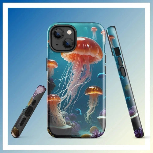 Ollieprint Jellyfish Ocean Tough Case for iPhone® 11, 12, 13, 14, 15 - Ollie Print Designs LLC