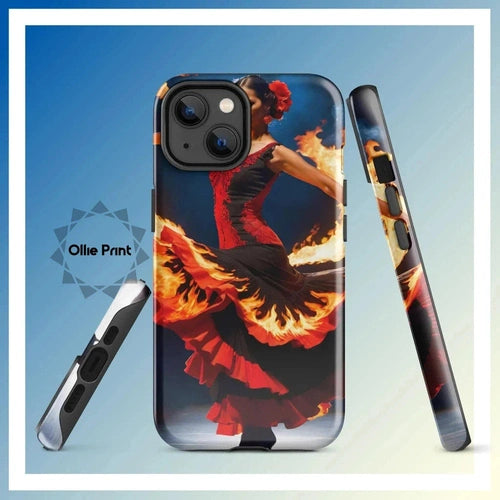 Ollieprint Fire Flamenco Dancer Art Tough Case for iPhone® 11, 12, 13, 14, 15 - Ollie Print Designs LLC