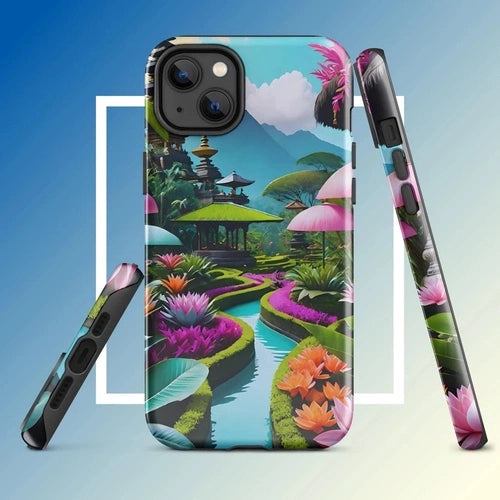 Ollieprint Asian Tea Garden Art Tough Case for iPhone® 11, 12, 13, 14, 15 - Ollie Print Designs LLC