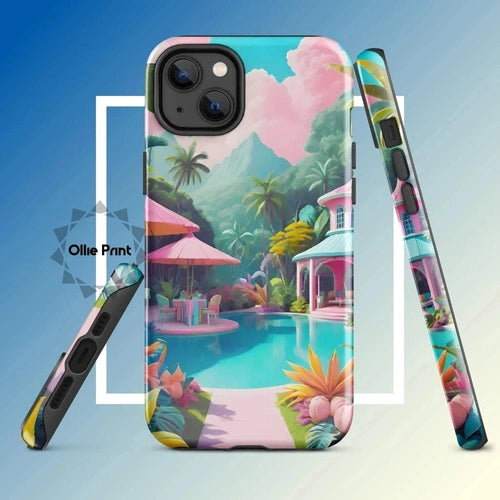 Ollieprint Pastel Pool Artwork Tough Case for iPhone® 11, 12, 13, 14, 15 - Ollie Print Designs LLC