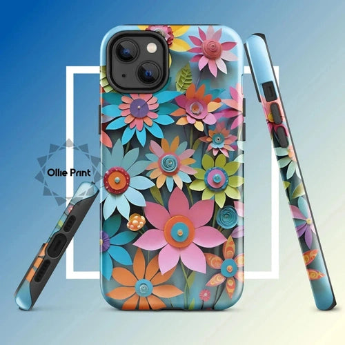 Ollieprint Paper Flowers Art Tough Case for iPhone® 11, 12, 13, 14, 15 - Ollie Print Designs LLC