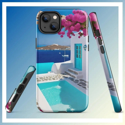 Ollieprint Greece Seaside Dream Artwork Tough Case for iPhone® 11, 12, 13, 14, 15 - Ollie Print Designs LLC