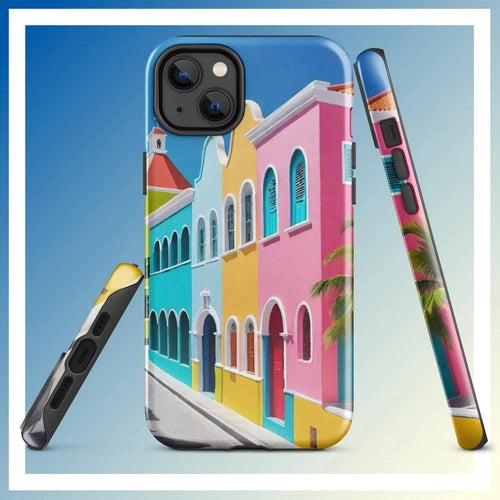 Ollieprint Dutch Caribbean City Artwork Tough Case for iPhone® 11, 12, 13, 14, 15 - Ollie Print Designs LLC