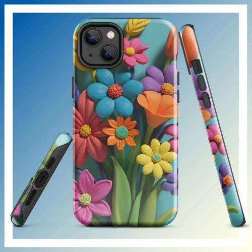 Ollie Print Clay Flower Bouquet Tough Case for iPhone® 11, 12, 13, 14, 15 - Ollie Print Designs LLC