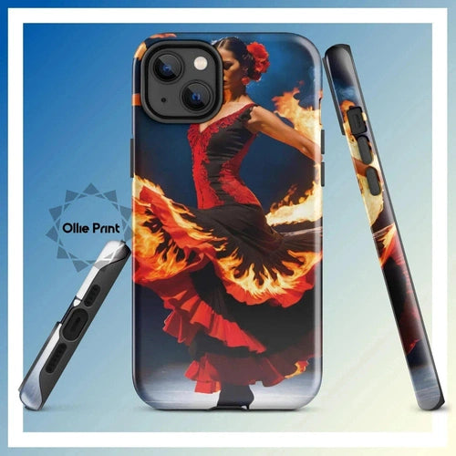 Ollieprint Fire Flamenco Dancer Art Tough Case for iPhone® 11, 12, 13, 14, 15 - Ollie Print Designs LLC