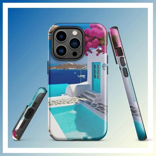 Ollieprint Greece Seaside Dream Artwork Tough Case for iPhone® 11, 12, 13, 14, 15 - Ollie Print Designs LLC