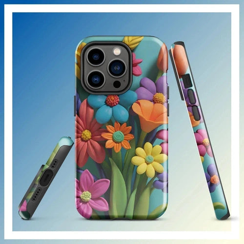 Ollie Print Clay Flower Bouquet Tough Case for iPhone® 11, 12, 13, 14, 15 - Ollie Print Designs LLC