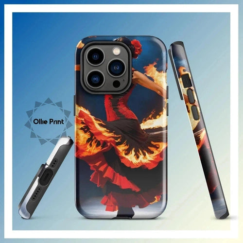 Ollieprint Fire Flamenco Dancer Art Tough Case for iPhone® 11, 12, 13, 14, 15 - Ollie Print Designs LLC