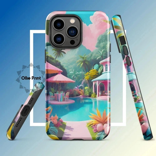 Ollieprint Pastel Pool Artwork Tough Case for iPhone® 11, 12, 13, 14, 15 - Ollie Print Designs LLC