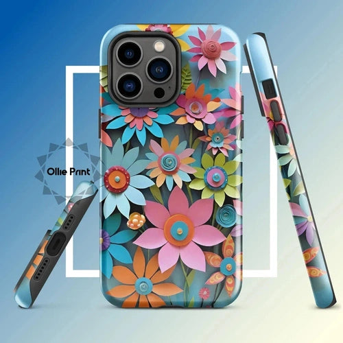 Ollieprint Paper Flowers Art Tough Case for iPhone® 11, 12, 13, 14, 15 - Ollie Print Designs LLC